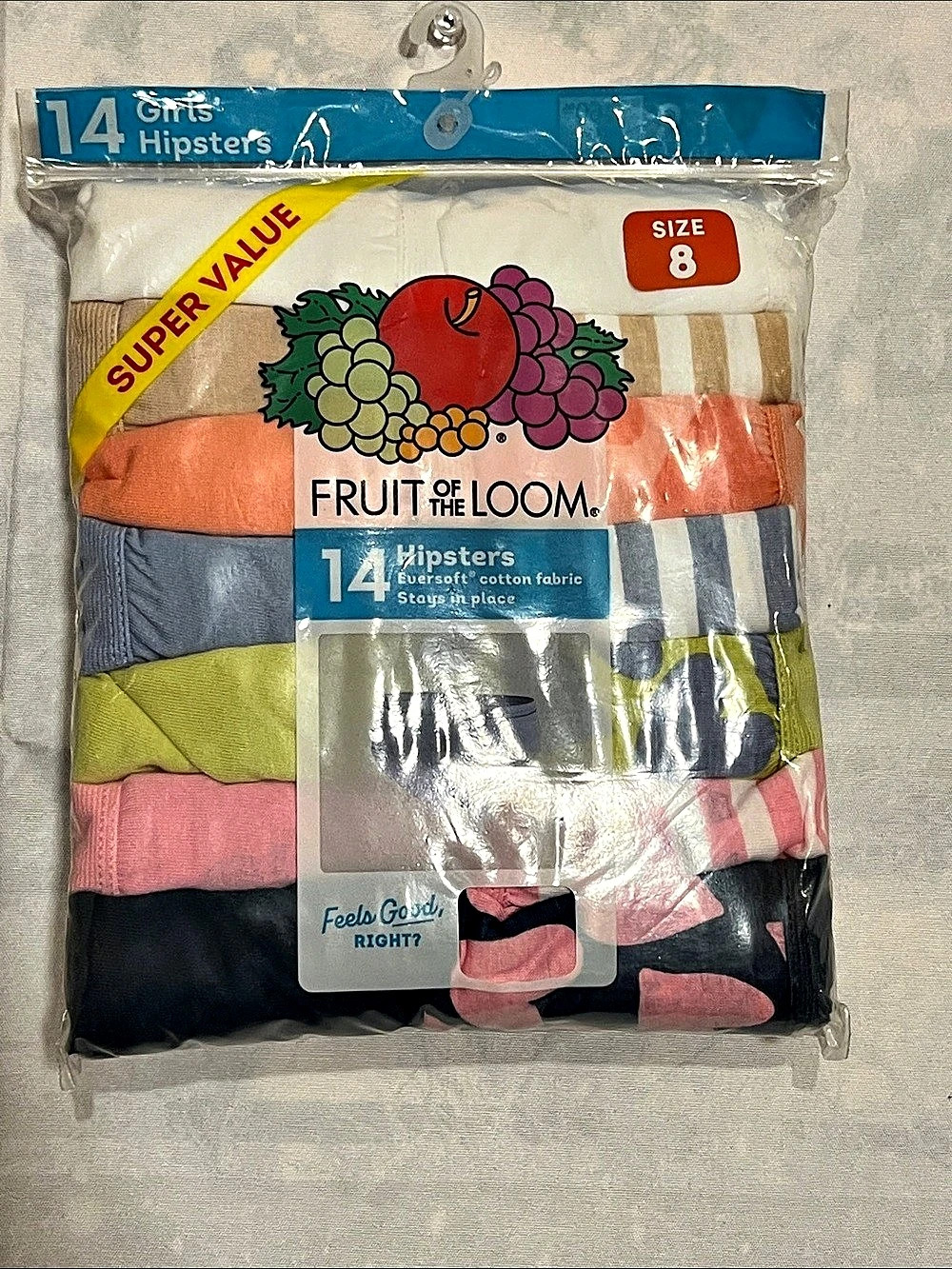 NWT Fruit of the Loom Girls Hipster Underwear 14-Pack Size 8 Super Value Assorte